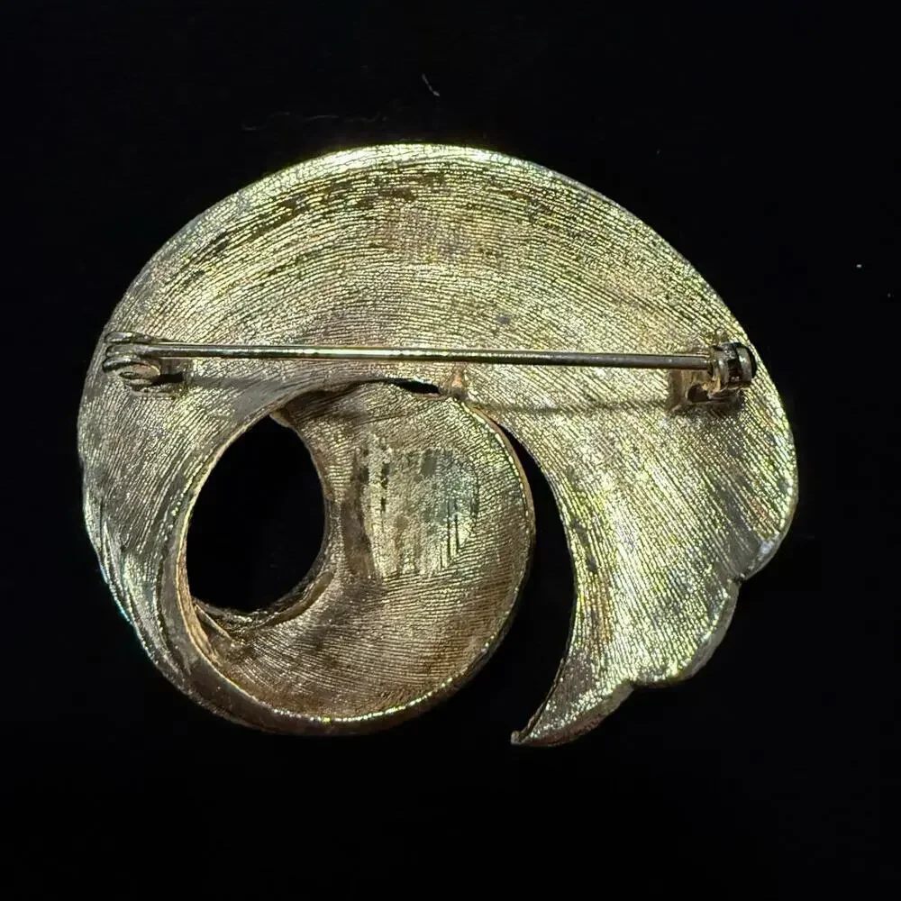 Vintage Gold-Tone Textured Swirl Brooch